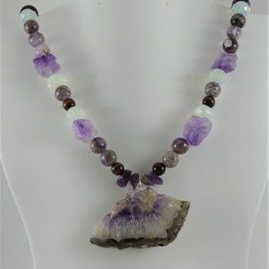 Hand Made Amethyst Geode Necklace